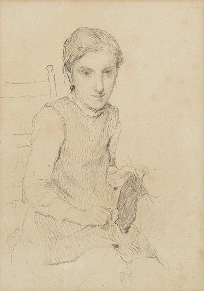 Knitting Girl by Albert Anker